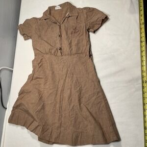True Vintage 50s-60s Girl Scouts USA Brownie Uniform Brown Dress Child